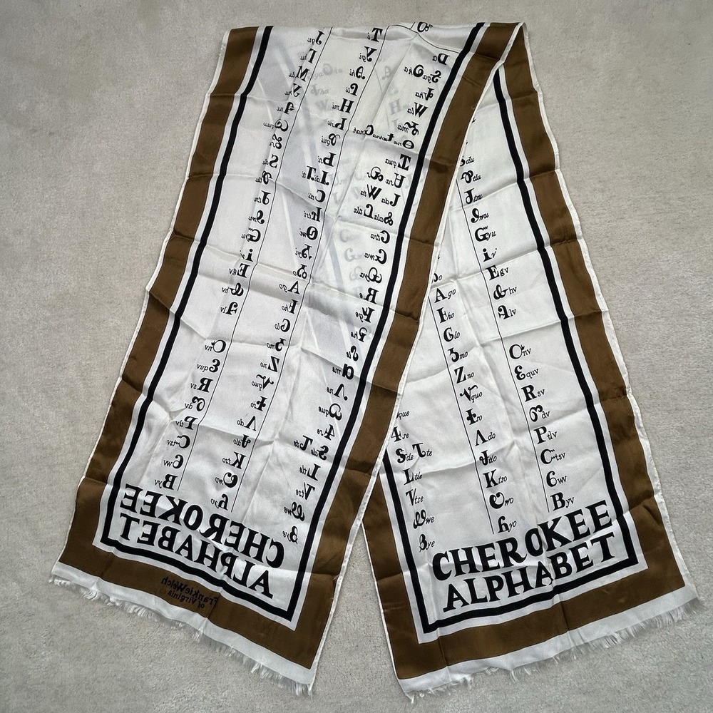 VTG Silk Designer Frankie Welch Cherokee Alphabet Scarf 1960's
